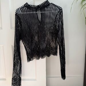 Lulus Long Sleeve Lace Crop Top